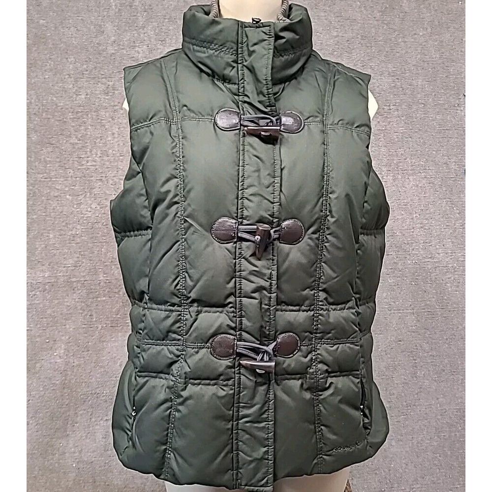 Eddie Bauer Premium Goose Down Quilted Puffer Vest Women's  Size‎ L Green